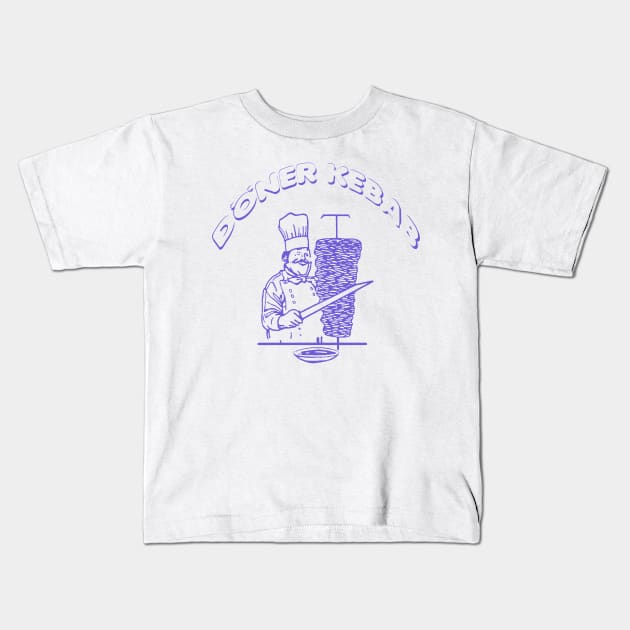 DONER KEBAB BLUE Kids T-Shirt by CharlieCreator